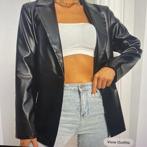 Shein Black Leather Blazer